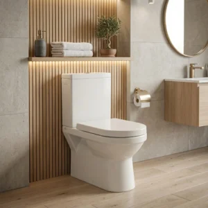 مرحاض عصري قطعتين (Two-Piece Toilet) من السيراميك الأبيض عالي الجودة